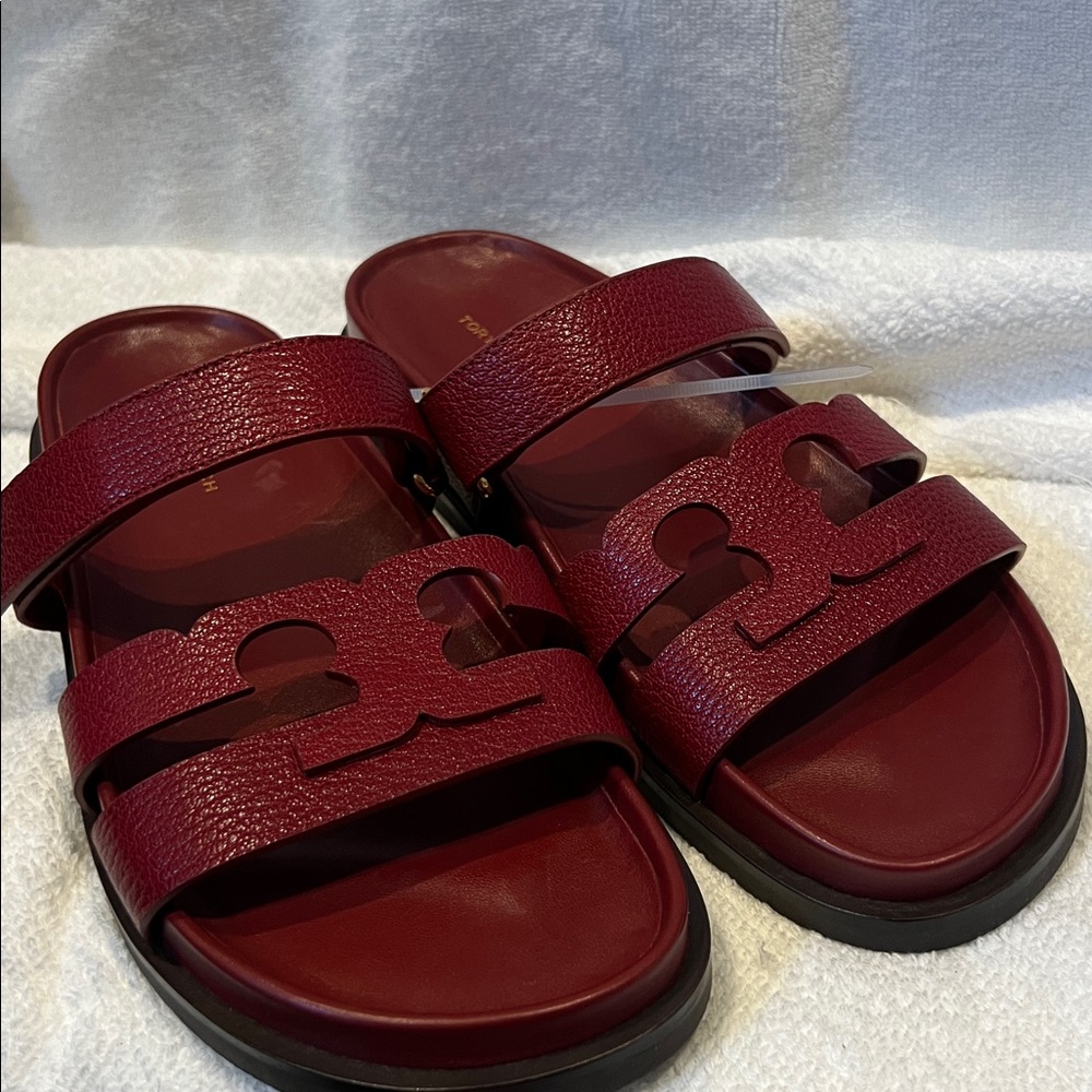 Women's Red Leather Slide Sandals size 8.5 - Picture 12 of 13